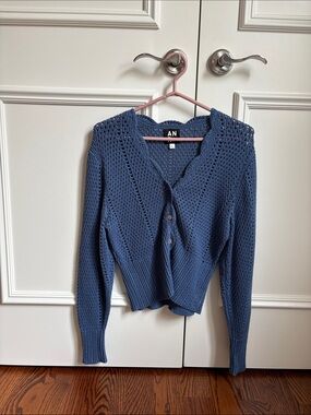 Alp N Rock Blue Open-Knit Button Cardigan